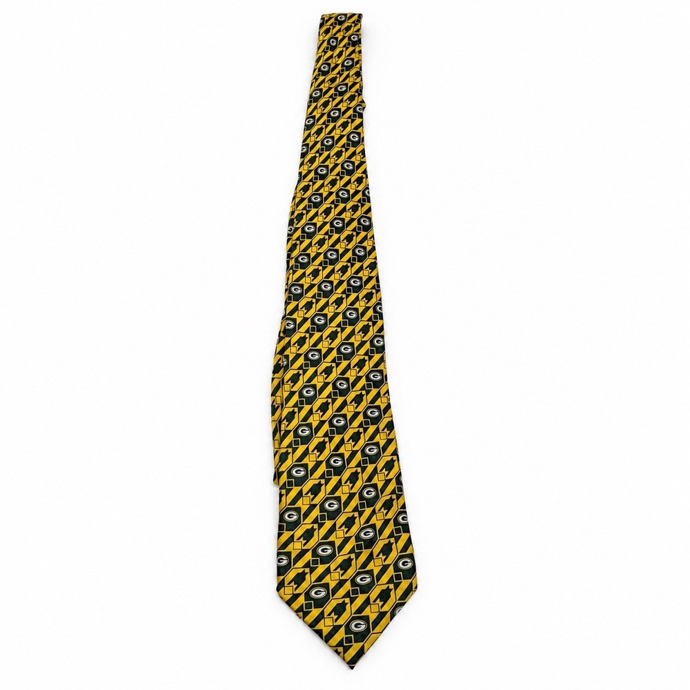 Green Bay Packers NFL 100% Silk Necktie Yellow Green Geometric Logo
